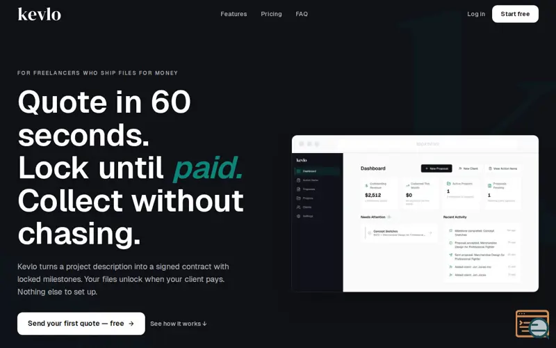 Screenshot of Kevlo for Freelancers