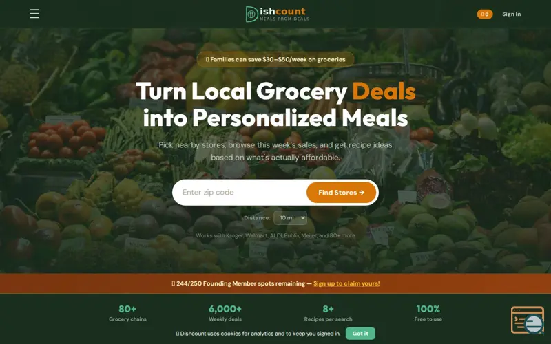 Screenshot of Dishcount