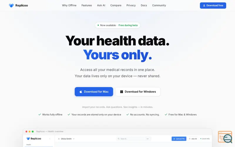 Screenshot of Replicoo Desktop