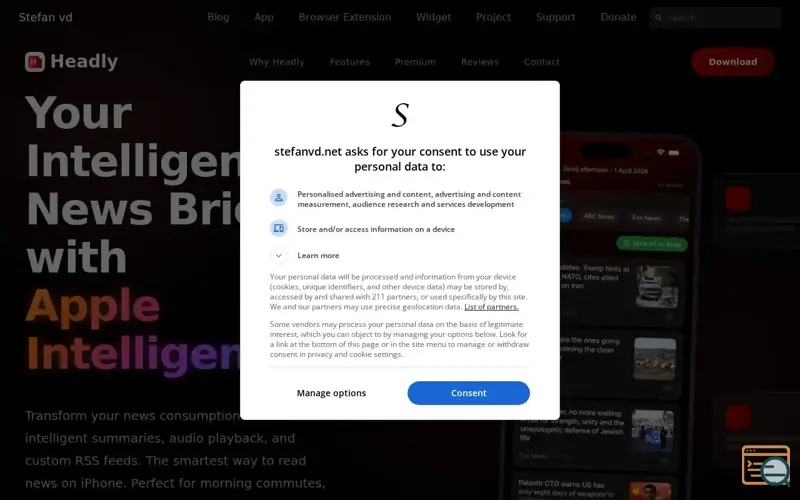 Screenshot of Headly