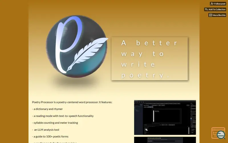 Screenshot of Poetry Processor