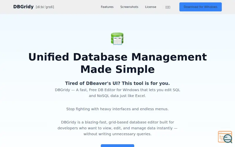 Screenshot of DBGridy