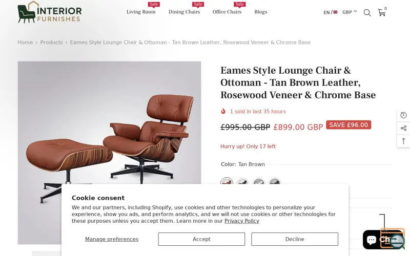 Screenshot of Eames Lounge Chair & Ottoman