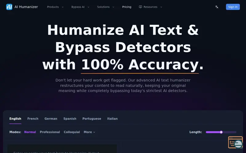 Screenshot of AI Humanizer