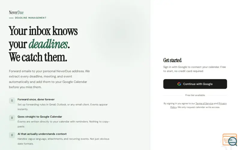 Screenshot of NeverDue