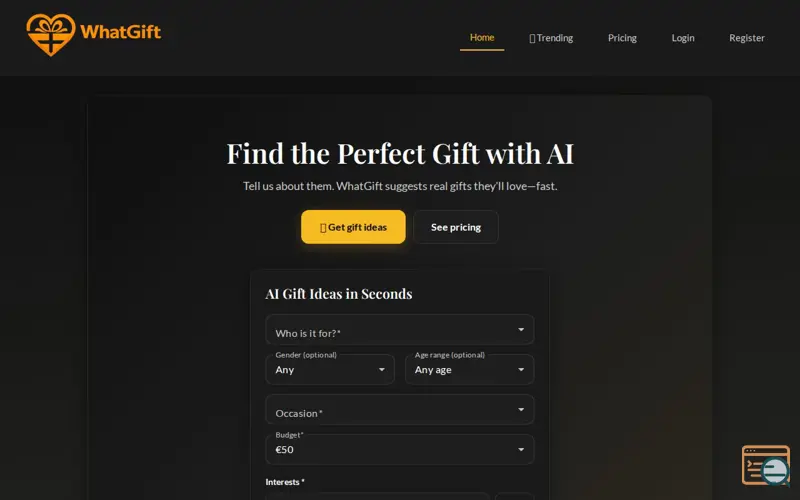 Screenshot of WhatGift — Personalized Gift Ideas