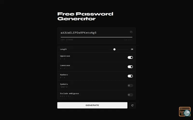 Screenshot of Free Password Generator