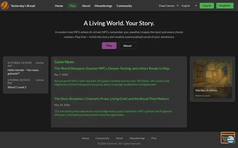 Screenshot of Yesterday's Bread