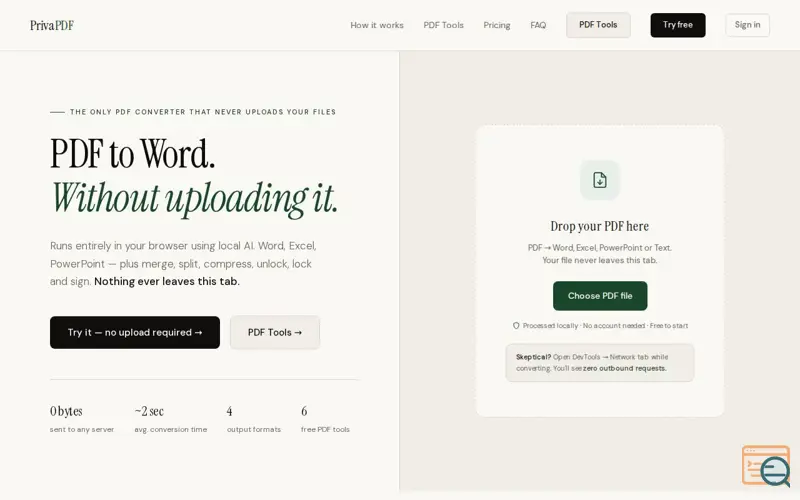 Screenshot of PDF Converter — No Upload Required