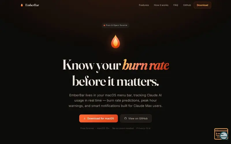 Screenshot of EmberBar