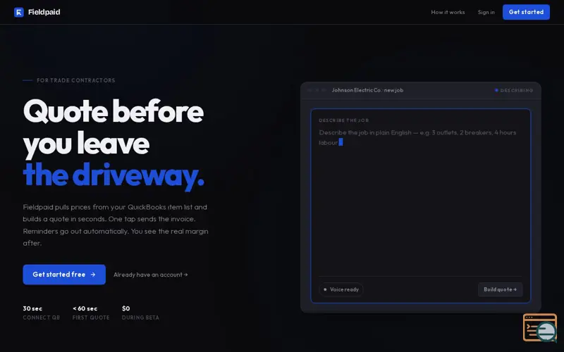 Screenshot of Fieldpaid