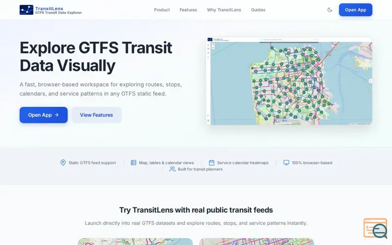 Screenshot of TransitLens