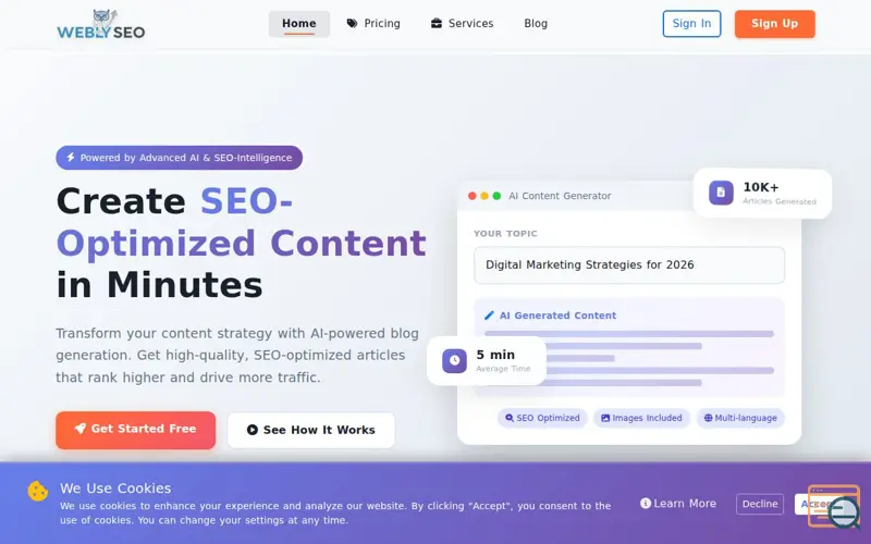 Screenshot of WeblySEO