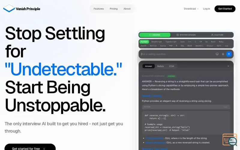 Screenshot of Vanish Principle