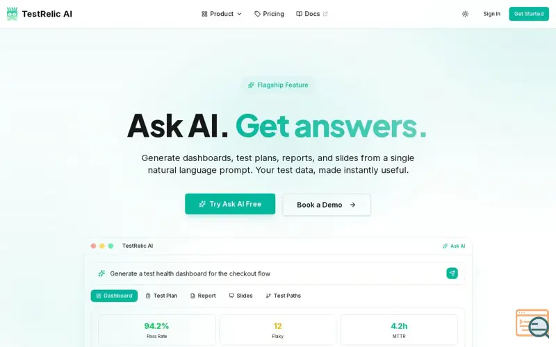 Screenshot of TestRelic AI