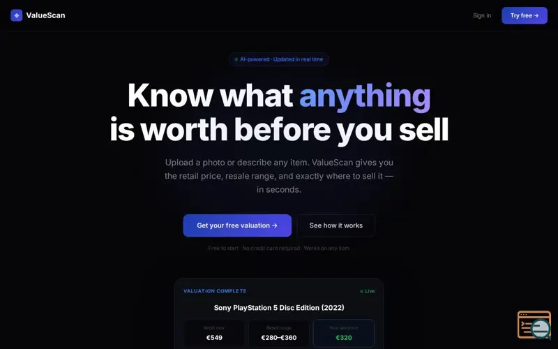 Screenshot of ValueScan