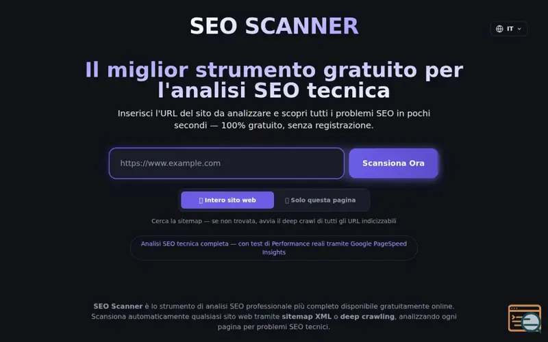 Screenshot of SEO Scanner