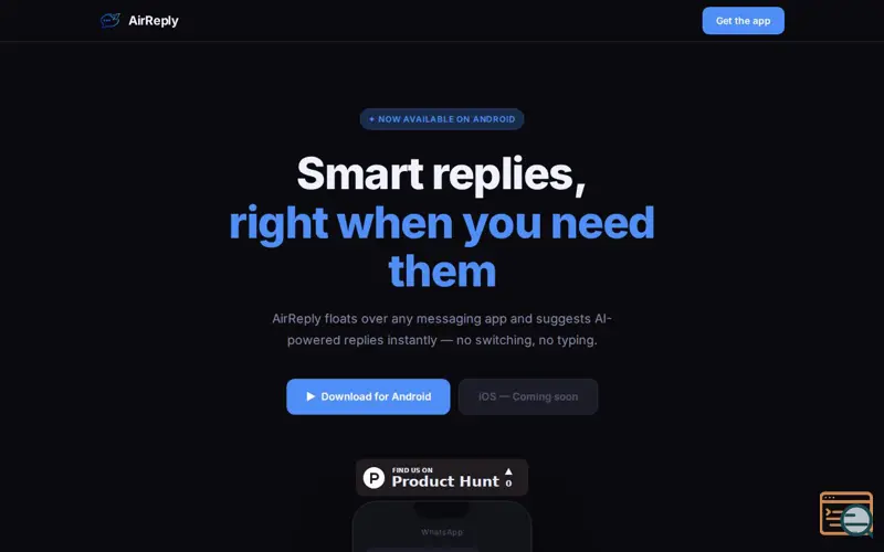 Screenshot of AirReply