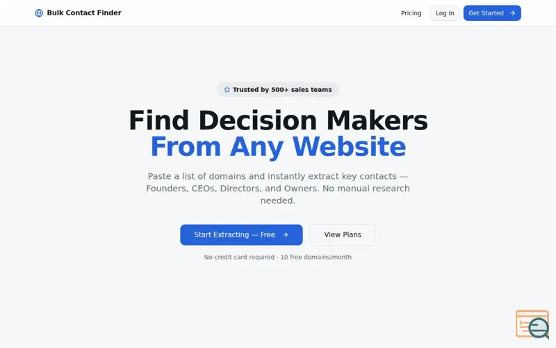 Screenshot of Bulk Contact Finder – Extract ContactsAI