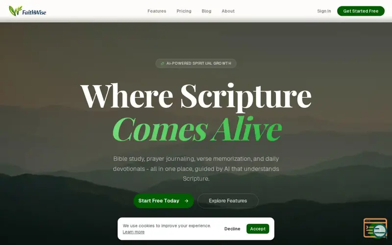 Screenshot of FaithWise