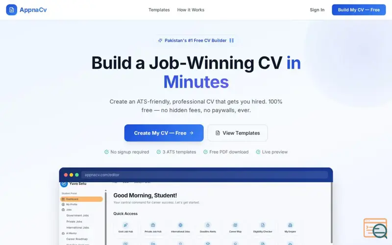 Screenshot of AppnaCv