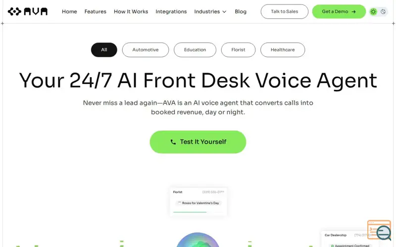 Screenshot of Your 24/7 AI Front Desk Voice Agent