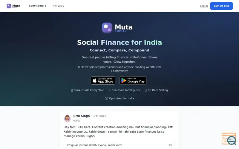 Screenshot of Muta Social