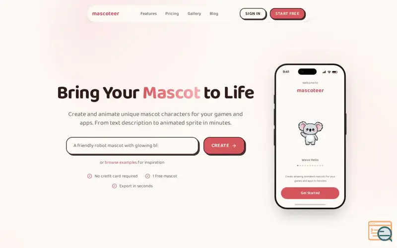 Screenshot of mascoteer