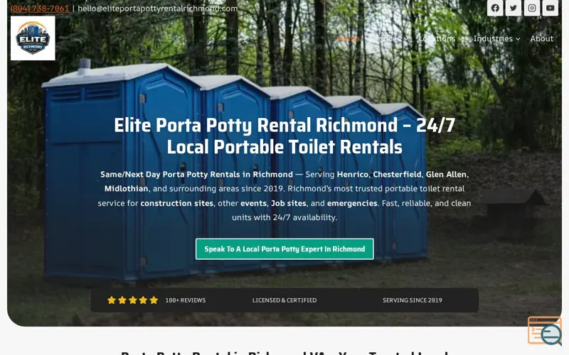 Screenshot of Elite Porta Potty Rental Richmond