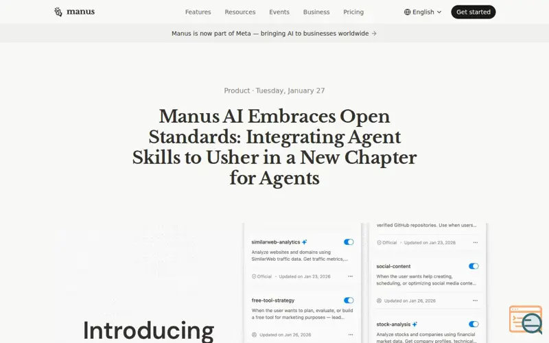 Screenshot of Manus Skills