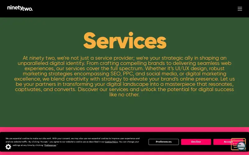 Screenshot of ninety two