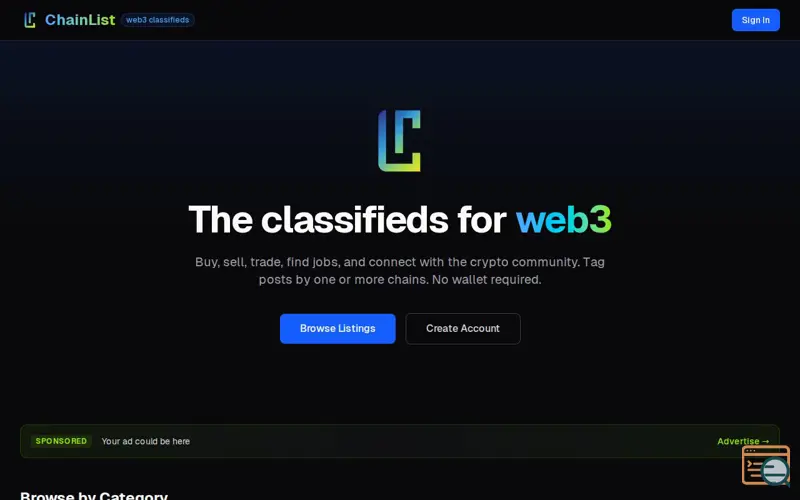 Screenshot of ChainList