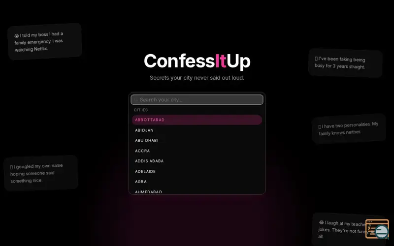 Screenshot of ConfessItUp