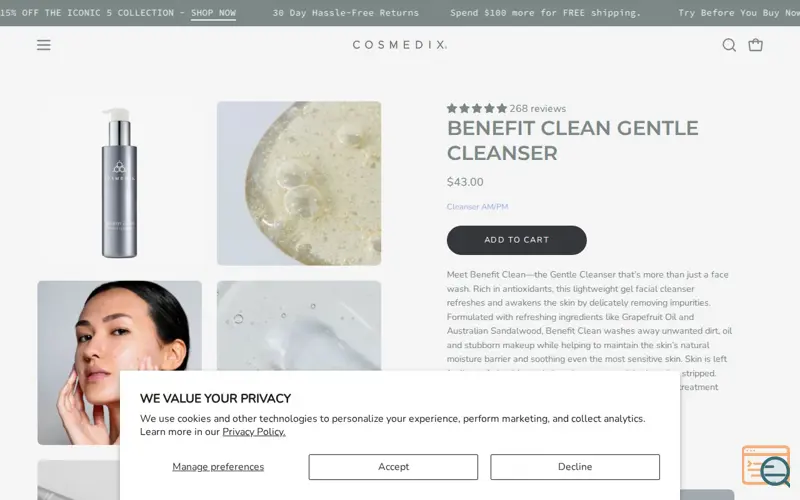 Screenshot of Benefit Clean Gentle Cleanser