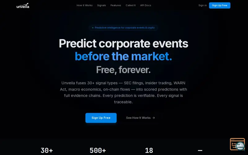 Screenshot of Unveila