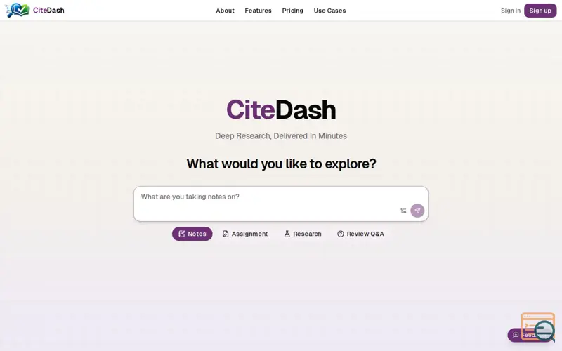 Screenshot of CiteDash AI