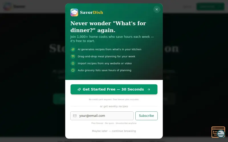 Screenshot of Savor Dish