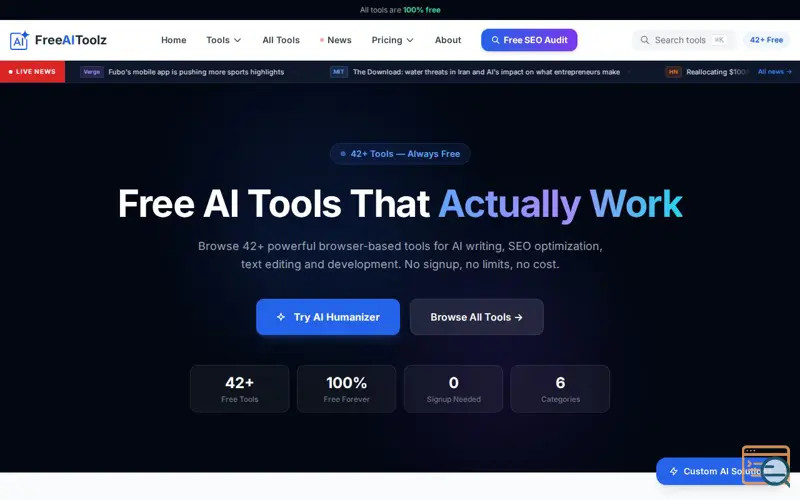 Screenshot of FreeAIToolz