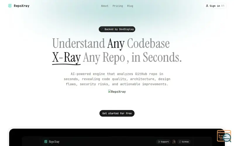 Screenshot of RepoXray