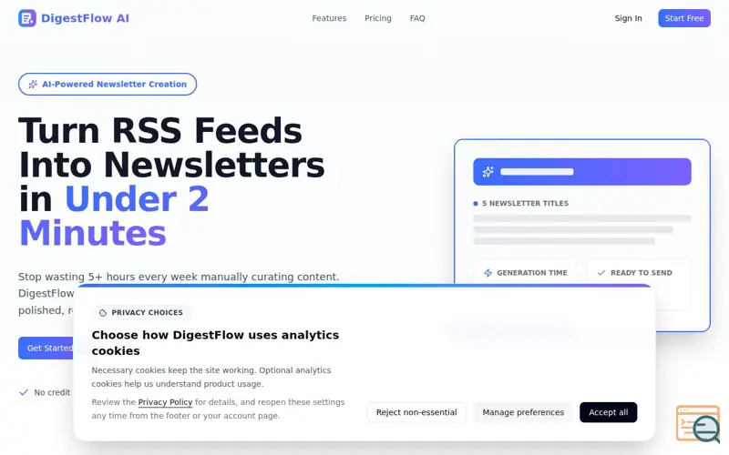 Screenshot of DigestFlow AI