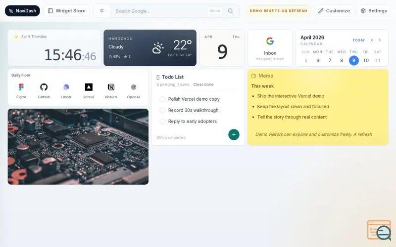 Screenshot of Navidash