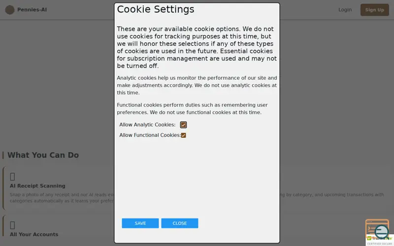Screenshot of Pennies-AI