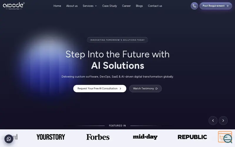Screenshot of Akoode Technologies
