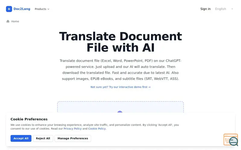 Screenshot of Interactive Translation Demo 