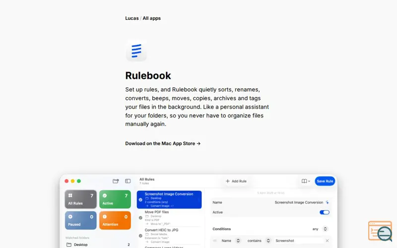 Screenshot of Rulebook