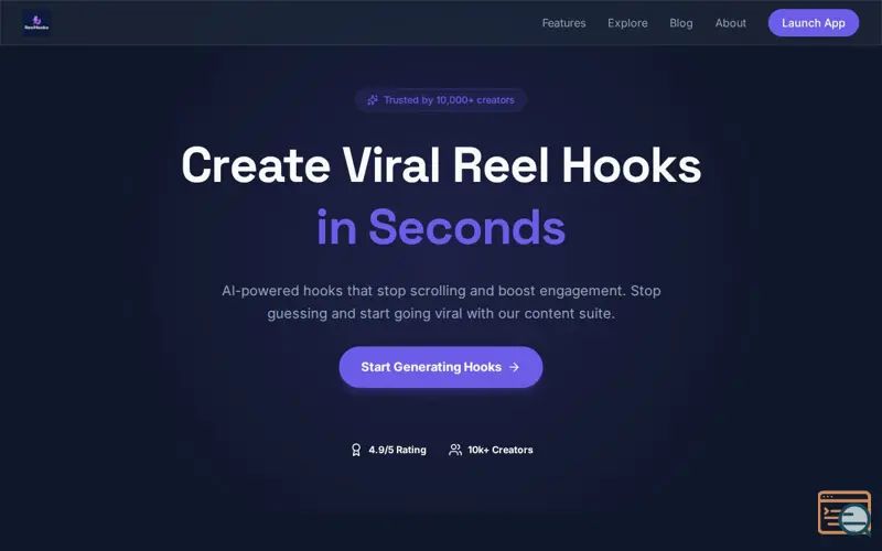 Screenshot of ReelHooks.site