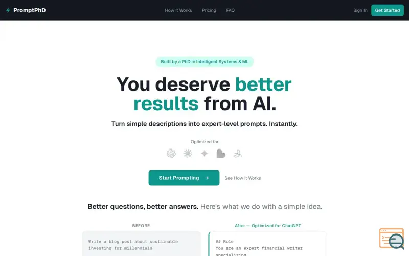 Screenshot of PromptPhD