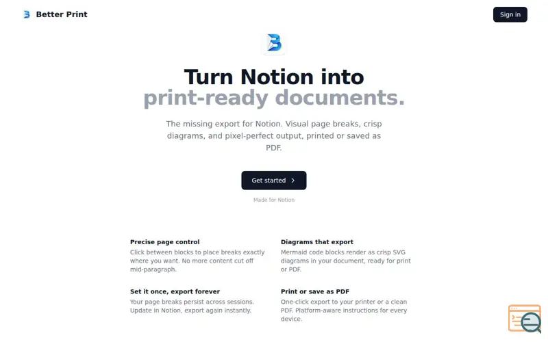 Screenshot of Better Print