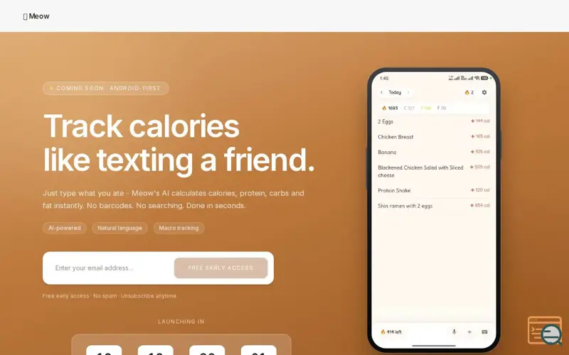 Screenshot of Meow - AI Calorie Journal