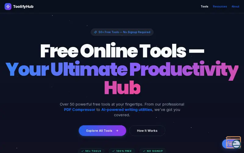 Screenshot of ToolifyHub